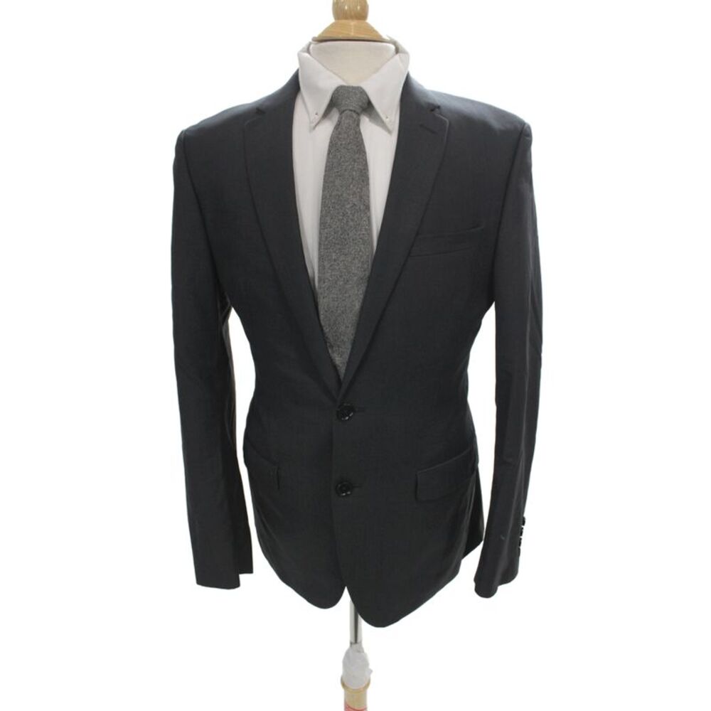 Tallia Mens 2 Piece Dark Gray 100% Wool Suit Jacket Size 40